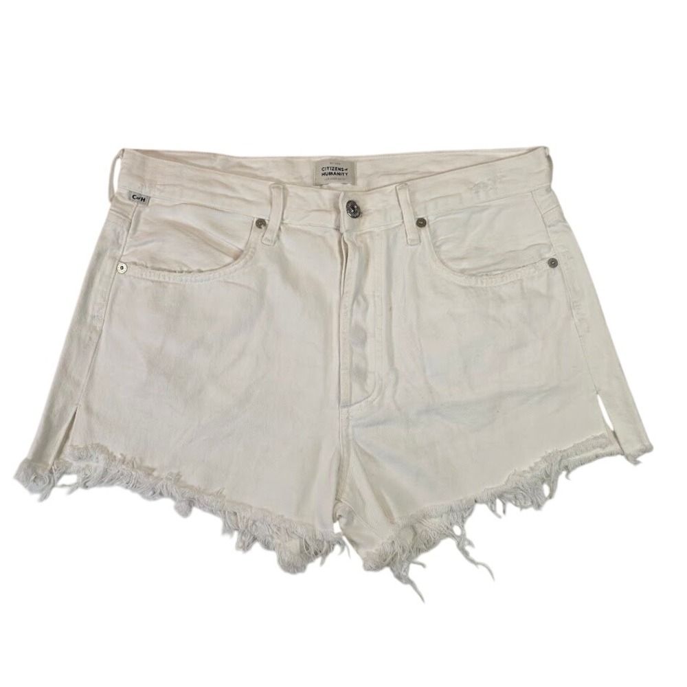 Citizens of Humanity Size 28 Annabelle Shorts White Organic Cotton Raw Hem 1883
